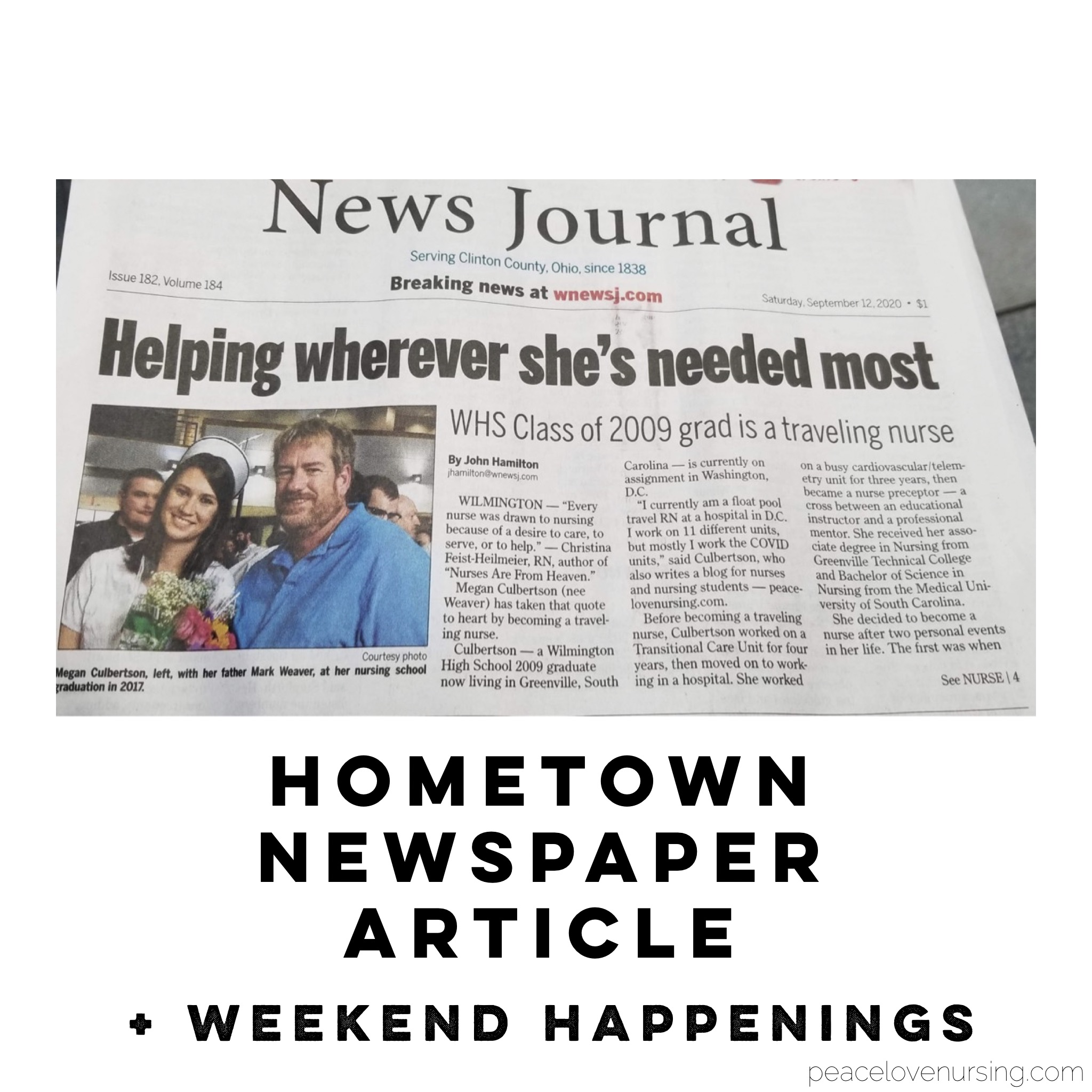 Hometown Newspaper Article + Weekend Happenings | Peace Love Nursing